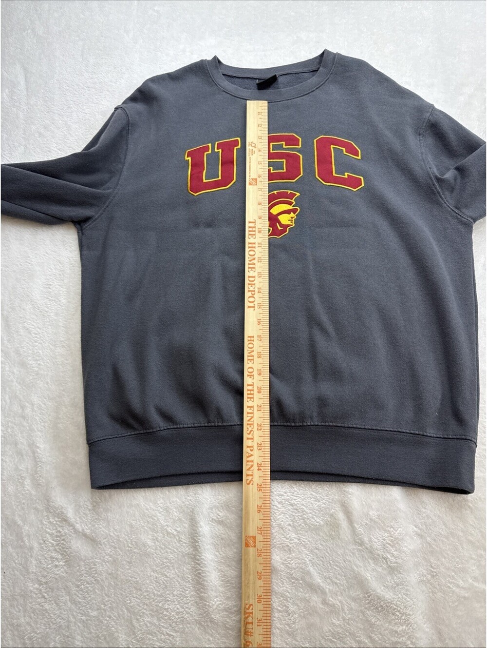 Vintage 90s USC Trojans Embroidered Crewneck Sweatshirt Adult XL Gray Colosseum - Picture 4 of 8